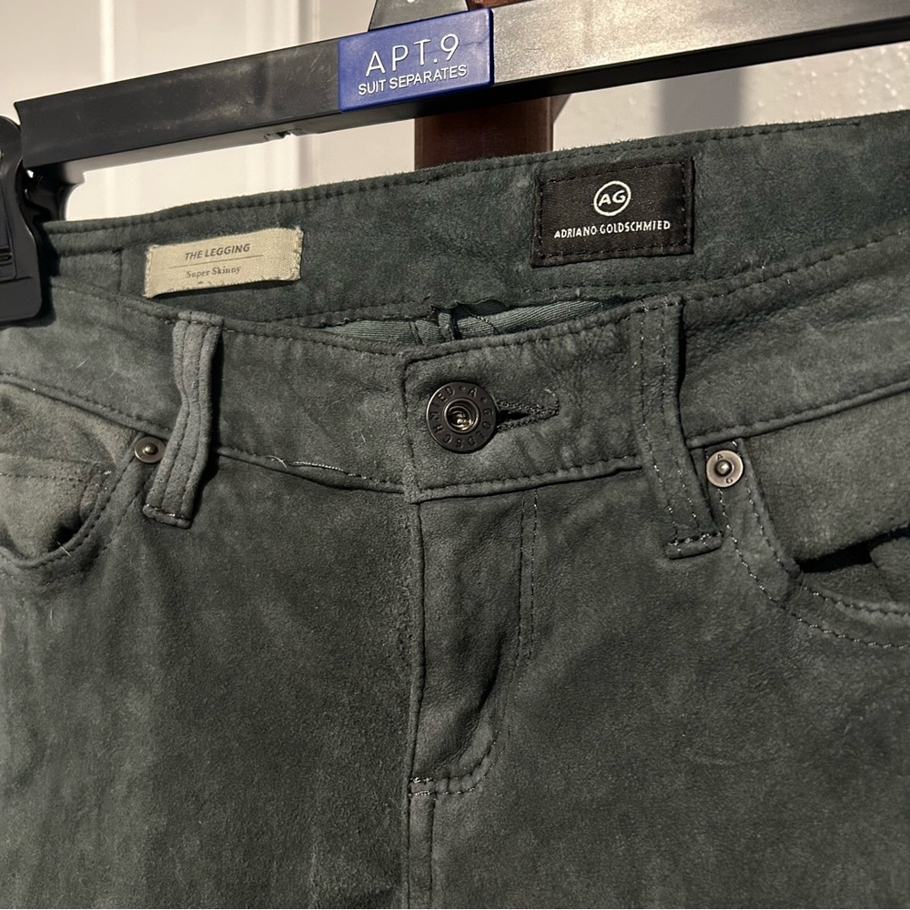 W Adriano Goldschmied The Legging Super Skinny Gray Leather Suede Size 25 |B29